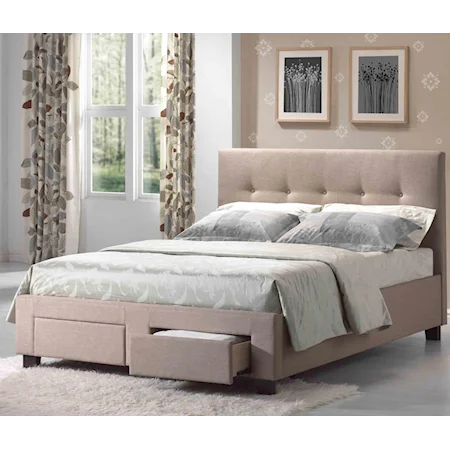 Full Upholstered Storage Bed with Tufting